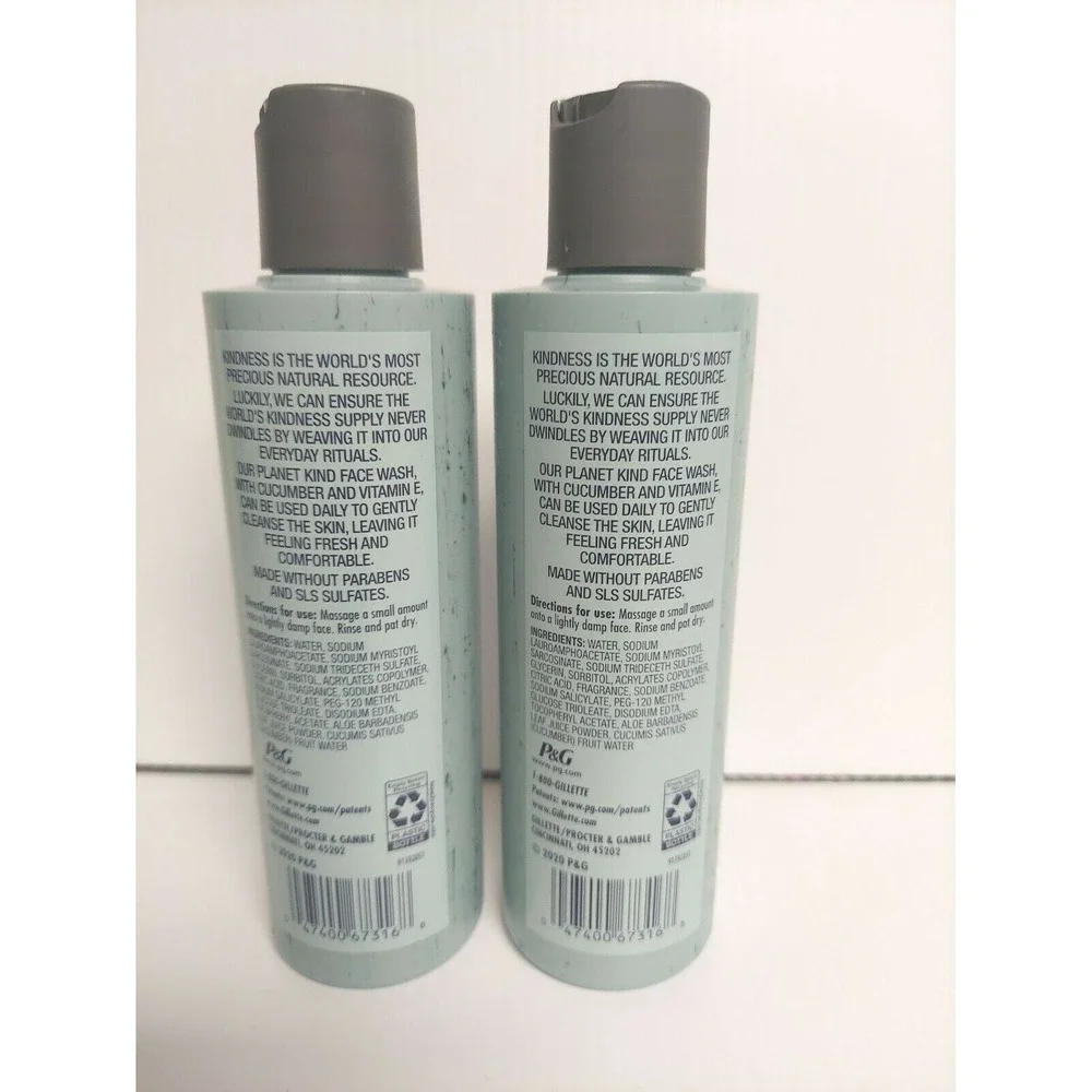Gillette Planet Kind Cucumber & Vitamin E Refreshing Face Wash 6.7 Oz Lot‎ of 2